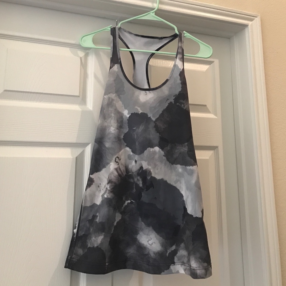lululemon athletica Gray and Black Tie-Dye Racerback Tank